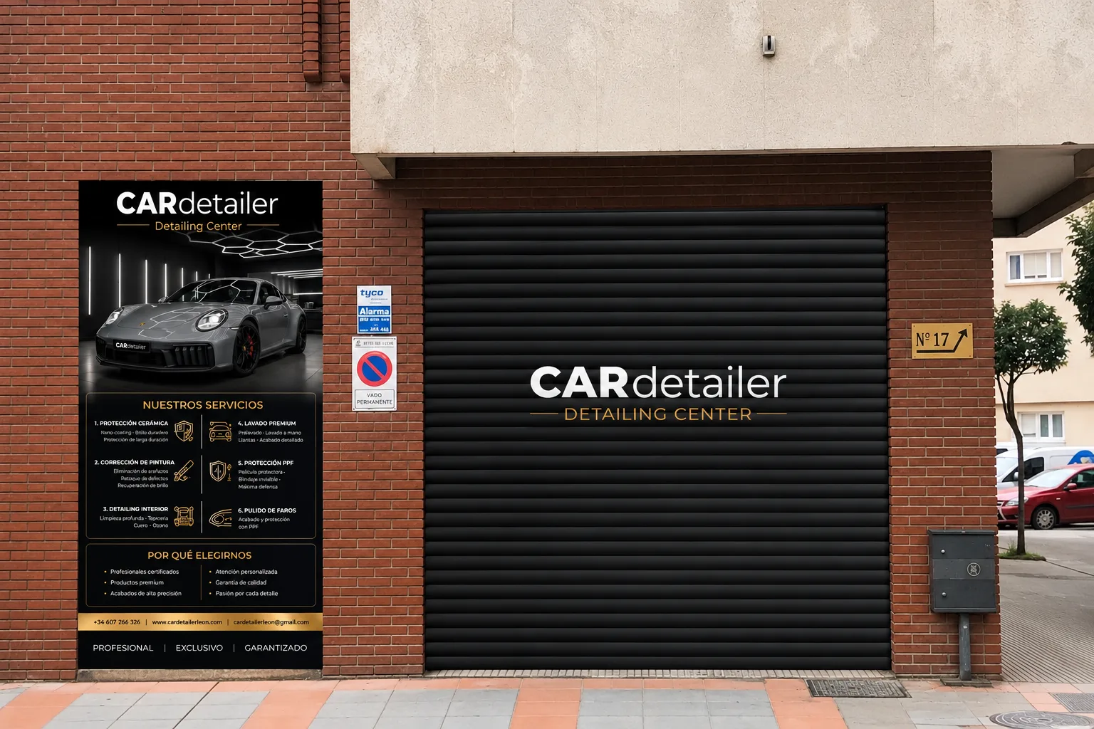 Fachada de CARdetailer León en P.º Salamanca 17, León