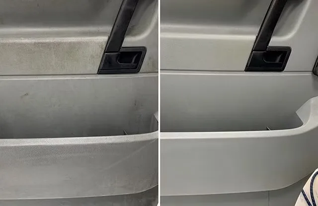 Panel de puerta antes y después de la limpieza